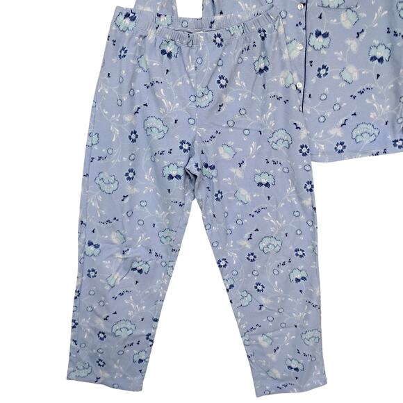 Adonna Sleepwear Pajama Set Size Medium Light Blue Long Sleeve - Picture 5 of 9